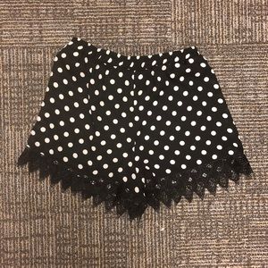Black and white polkadot shorts